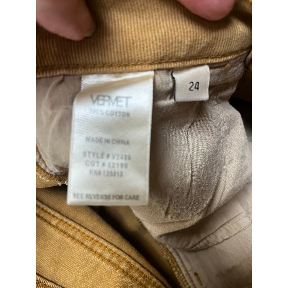 Vervet By Flying Monkey - Coco Straight Cropped Jeans Tan Distressed Women’s 24 - Picture 13 of 13